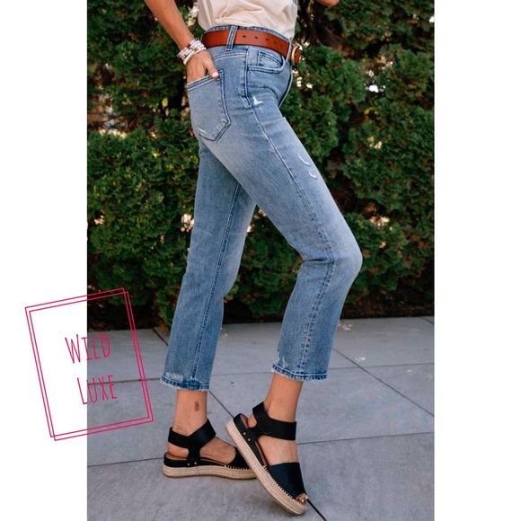 CLEARANCE Savannah High Rise Distress Straight Jeans - Picture 2 of 6